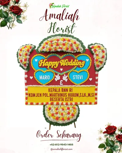 Karangan Papan Bunga Pernikahan di Manggala
